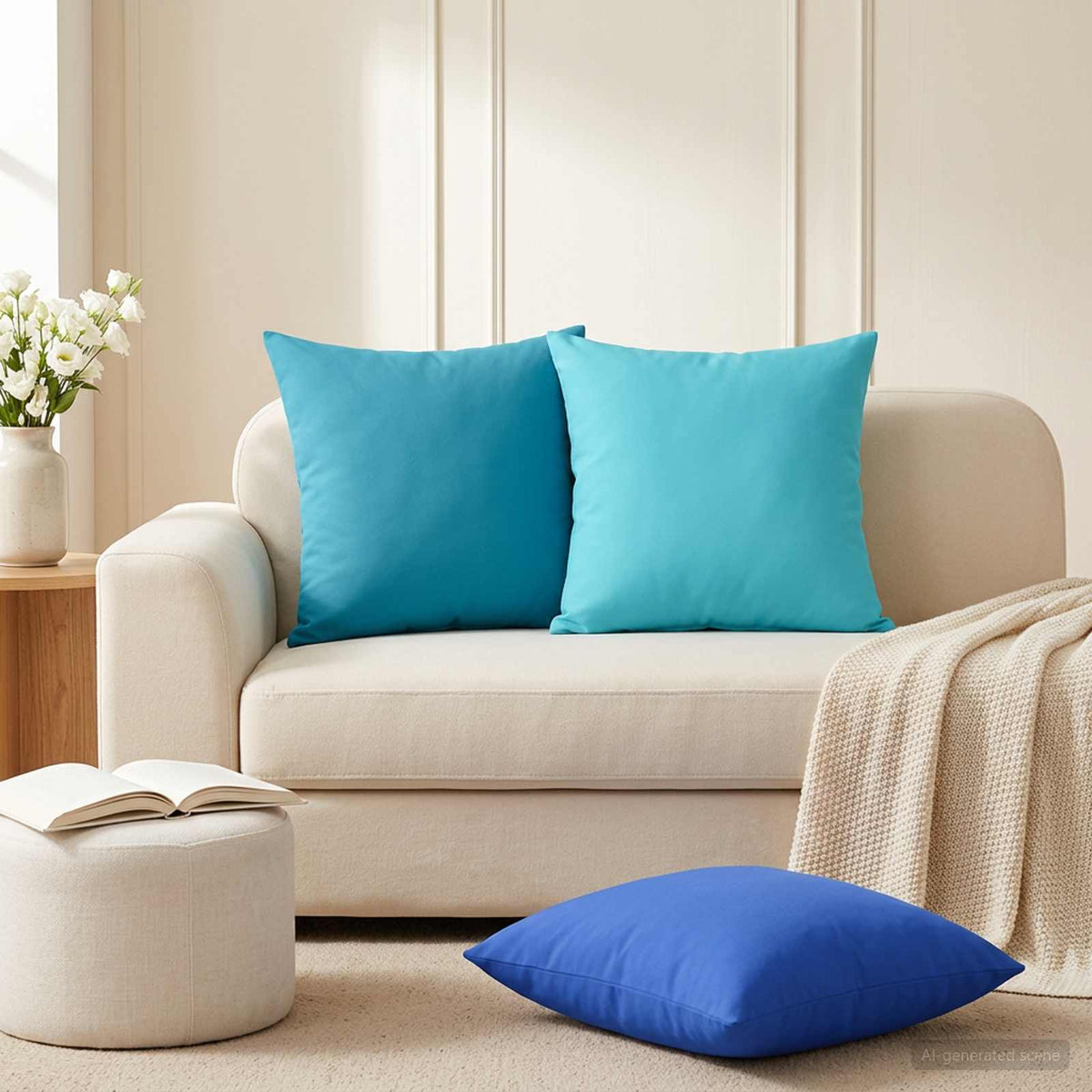 Cuscino con cuscino HEERLEN 2 pz Azzurro Poliestere