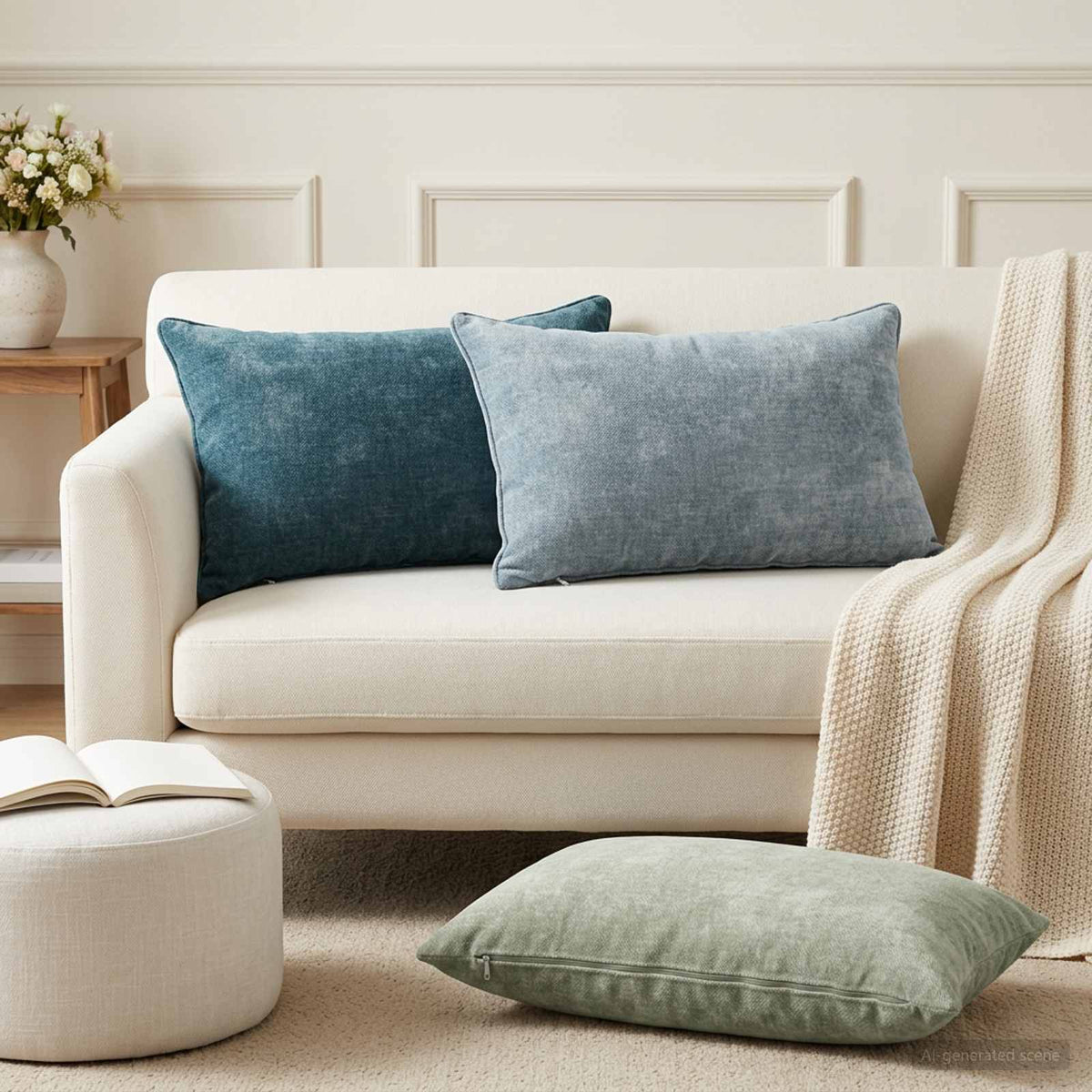 Federa 2 pz HEERLEN Verde 50 x 75 cm Tessuto Chenille | homemem39
