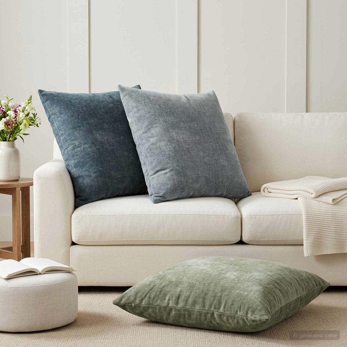 Federa 6 pz HEERLEN Blu 65 x 65 cm Tessuto Chenille | homemem39
