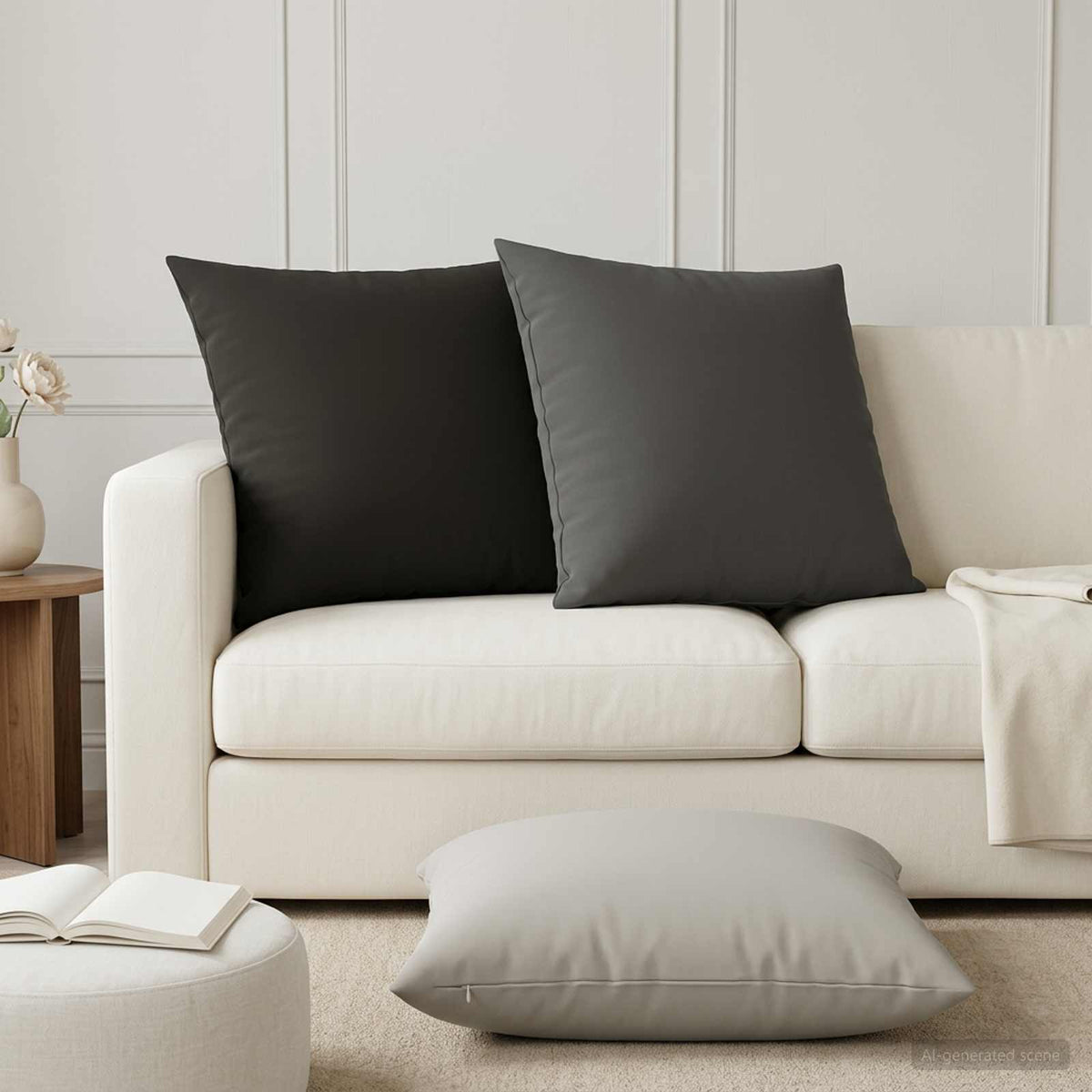Cuscino con cuscino HEERLEN 2 pz Nero Poliestere | homemem39