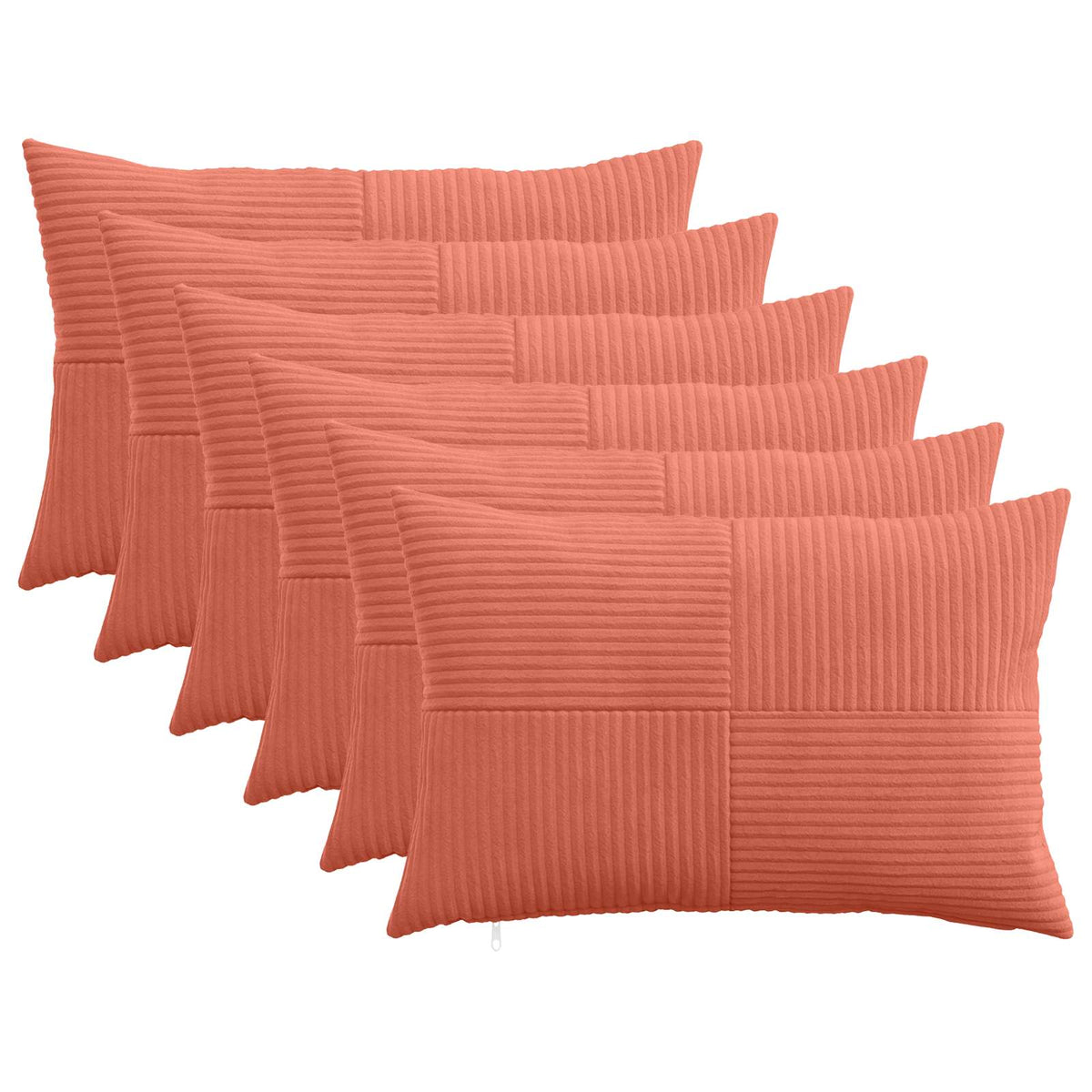 Federa 6 pcs ALMELO Rosso Arancio 30 x 50 cm corduroy | homemem39