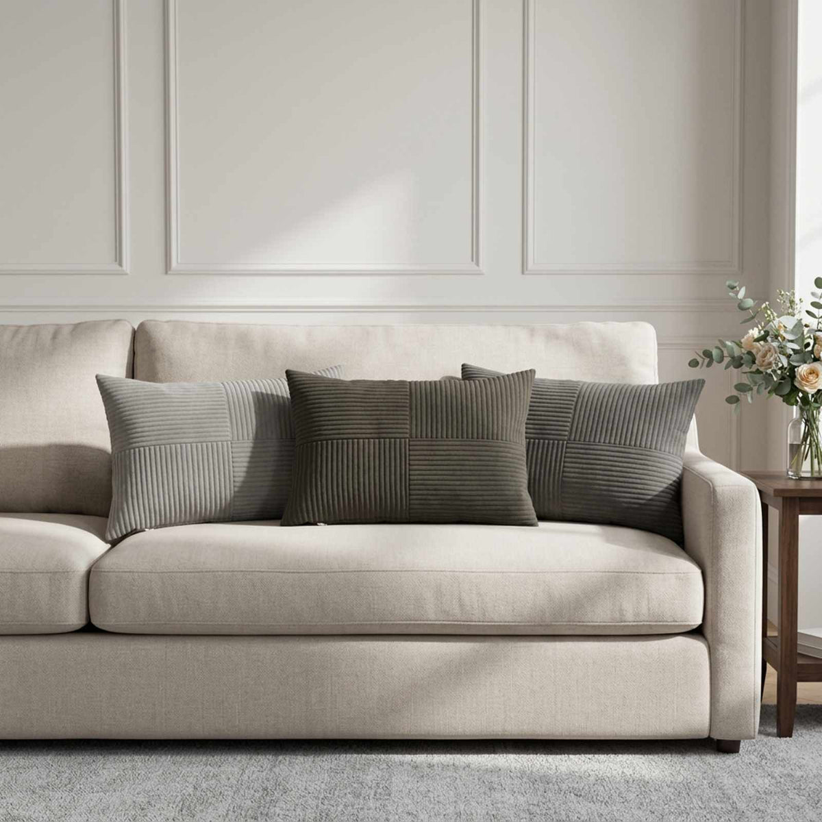 Federa 2 pz ALMELO Antracite 30 x 50 cm corduroy