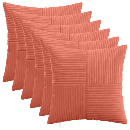 Federa 6 pz ALMELO Rosso Arancio 40 x 40 cm corduroy