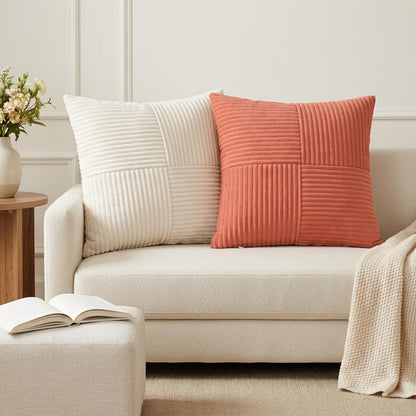 Federa 2 pz ALMELO Crema 50 x 50 cm corduroy