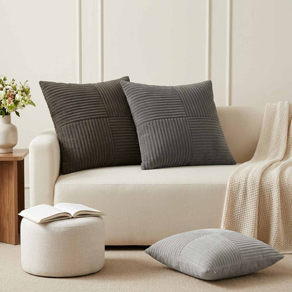 Federa 12 pz ALMELO Grigio Scuro 50 x 50 cm corduroy