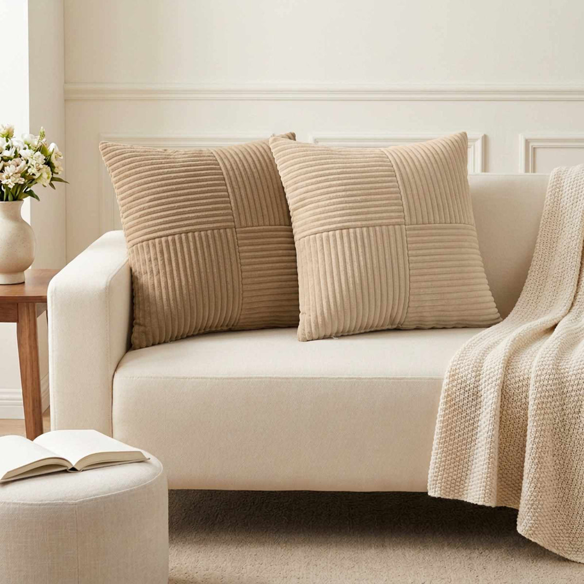 Federa 6 pz ALMELO Tortora 45 x 45 cm corduroy