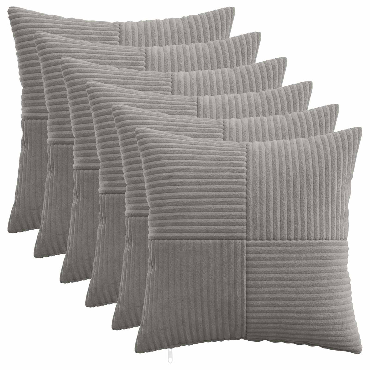 Federa 6 pcs ALMELO Grigio Chiaro 50 x 50 cm corduroy | homemem39