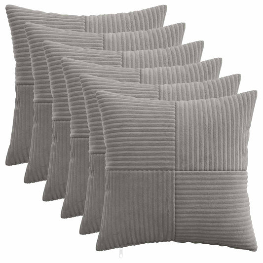 Federa 6 pcs ALMELO Grigio Chiaro 50 x 50 cm corduroy | homemem39