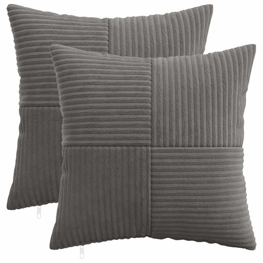 Federa 2 pcs ALMELO Grigio Scuro 50 x 50 cm corduroy | homemem39