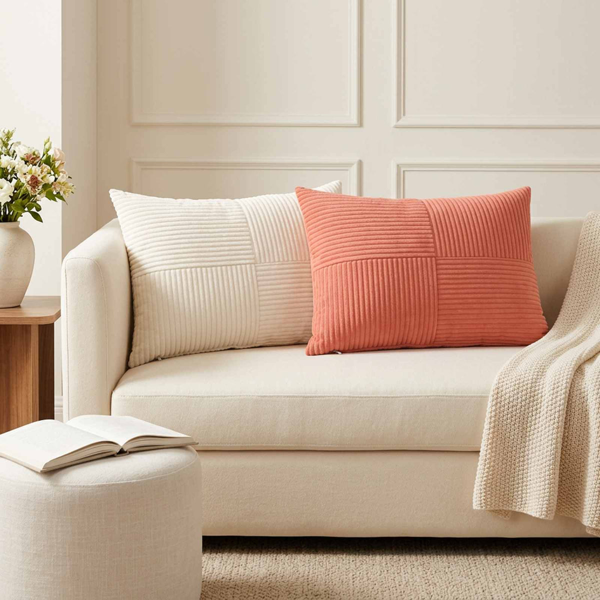 Federa 6 pz ALMELO Rosso Arancio 50 x 75 cm corduroy