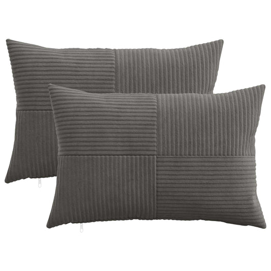 Federa 2 pcs ALMELO Grigio Scuro 50 x 75 cm corduroy