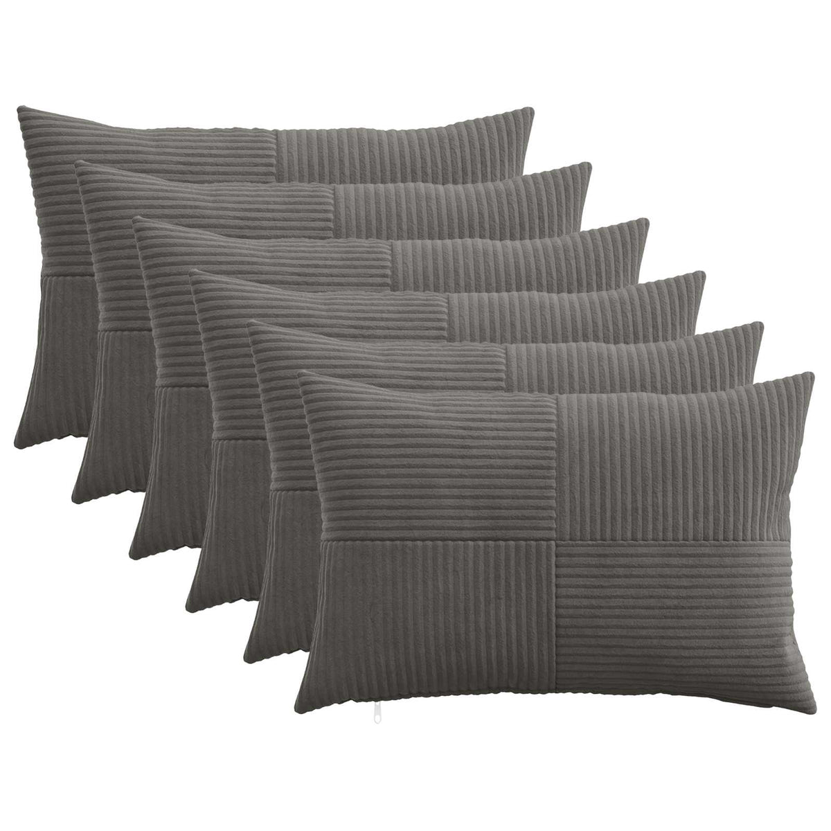 Federa 6 pcs ALMELO Grigio Scuro 50 x 75 cm corduroy