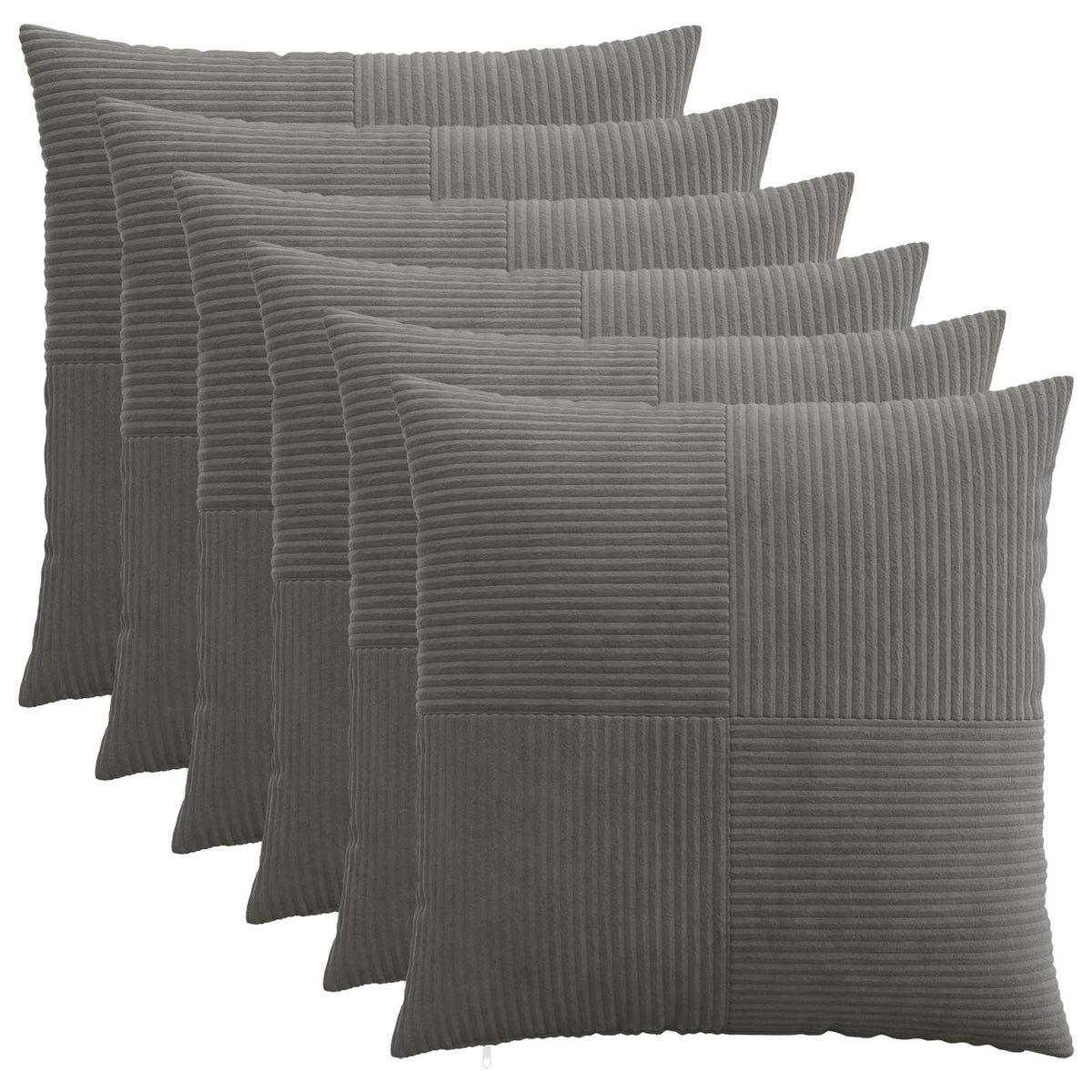 Federa 6 pcs ALMELO Grigio Scuro 55 x 55 cm corduroy | homemem39