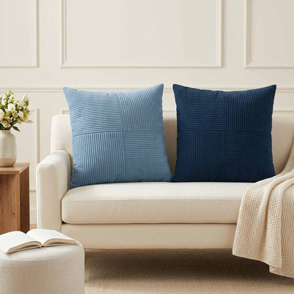 Federa 6 pz ALMELO Blu 55 x 55 cm corduroy