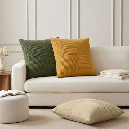 Federa 6 pz ALMELO Giallo 65 x 65 cm corduroy