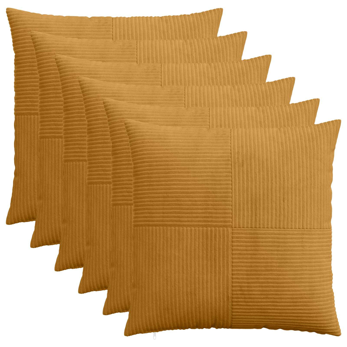 Federa 6 pz ALMELO Giallo 65 x 65 cm corduroy