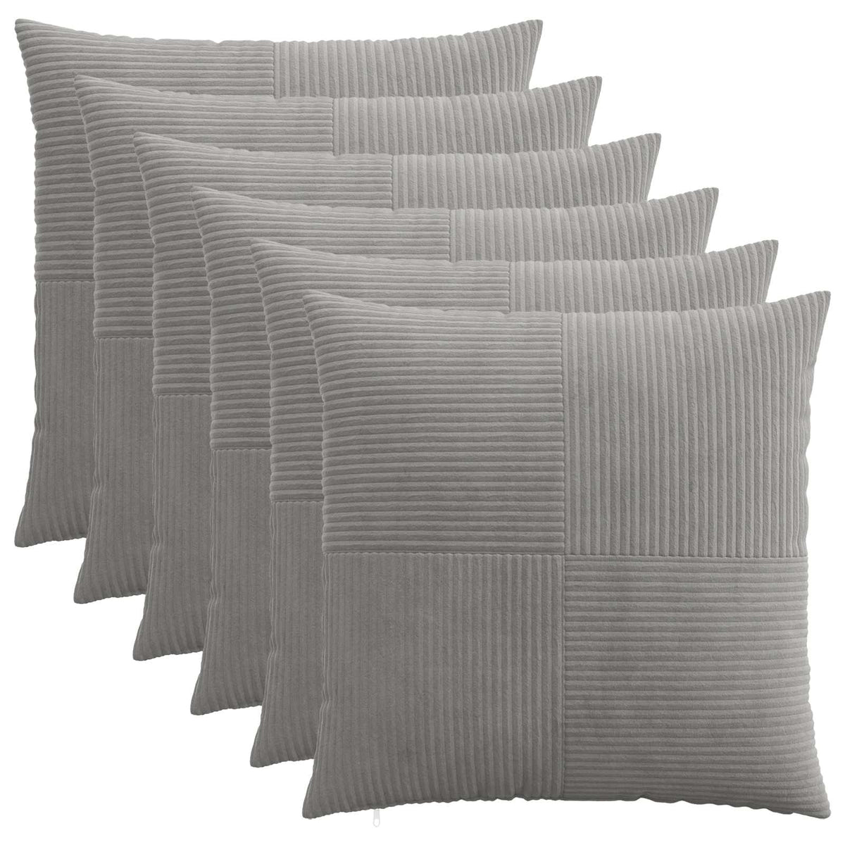 Federa 6 pcs ALMELO Grigio Chiaro 80 x 80 cm corduroy | homemem39