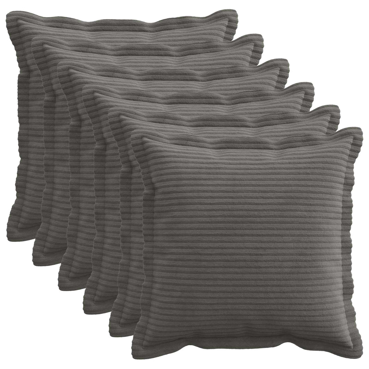 Federa 6 pz HOUTEN Grigio Scuro 30 x 30 cm corduroy | homemem39