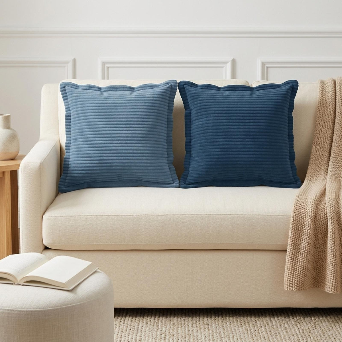 Federa 2 pz HOUTEN Blu navy 35 x 35 cm corduroy