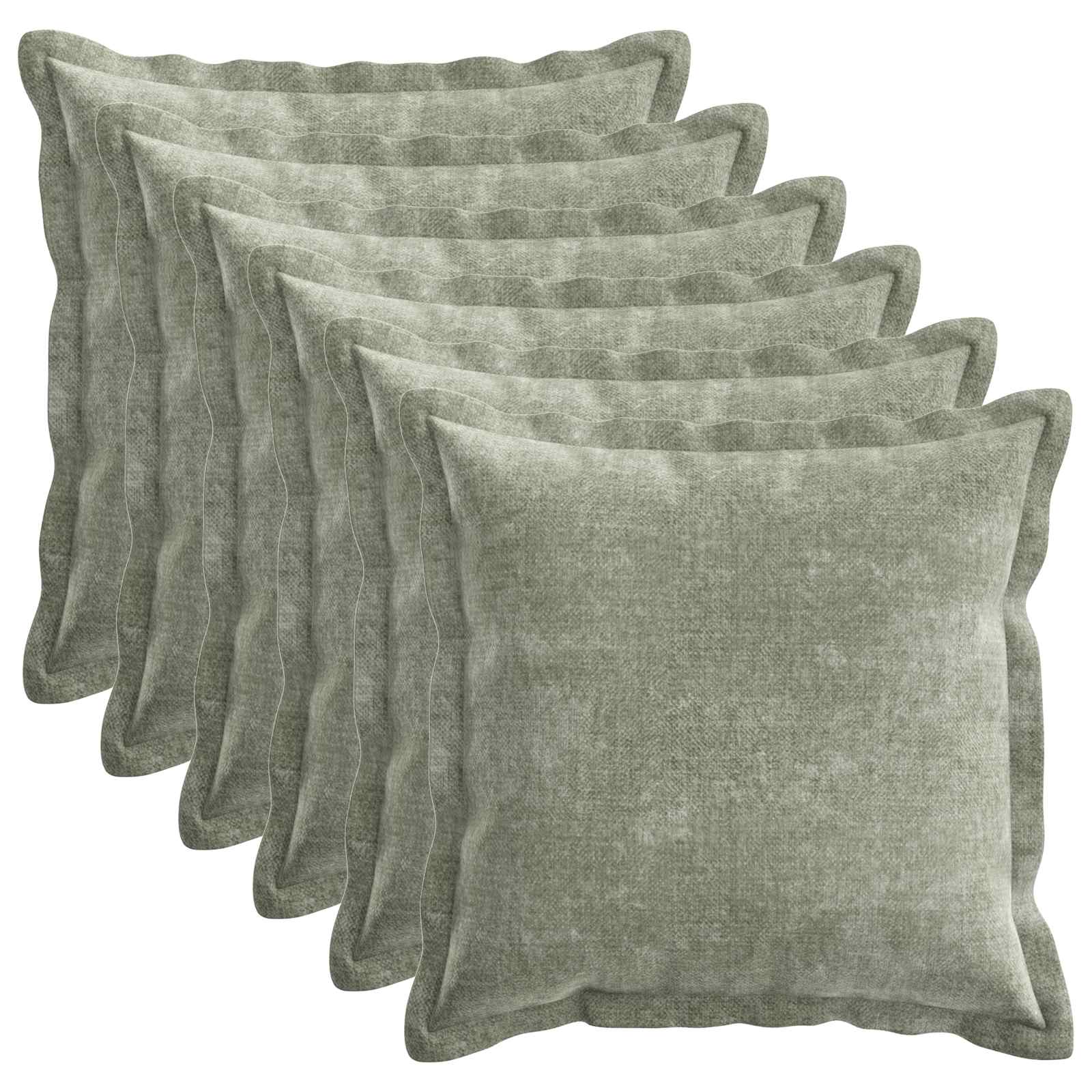 Federa 6 pz HOUTEN Verde 30 x 30 cm Tessuto Chenille | homemem39