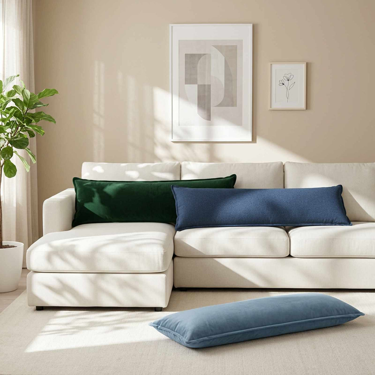 Cuscino 2 pz HOUTEN Blu 40 x 145 cm Lino