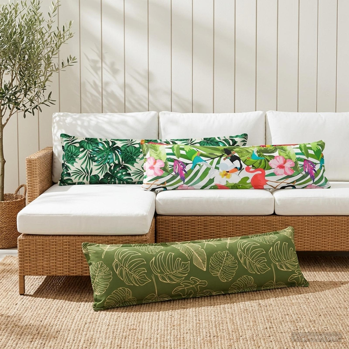 Cuscino Foglia HOUTEN Design a foglia 40 x 145 cm Poliestere | homemem39
