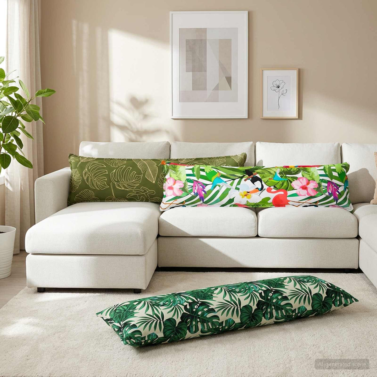 Cuscino Foglia HOUTEN Design a foglia 40 x 145 cm Poliestere | homemem39