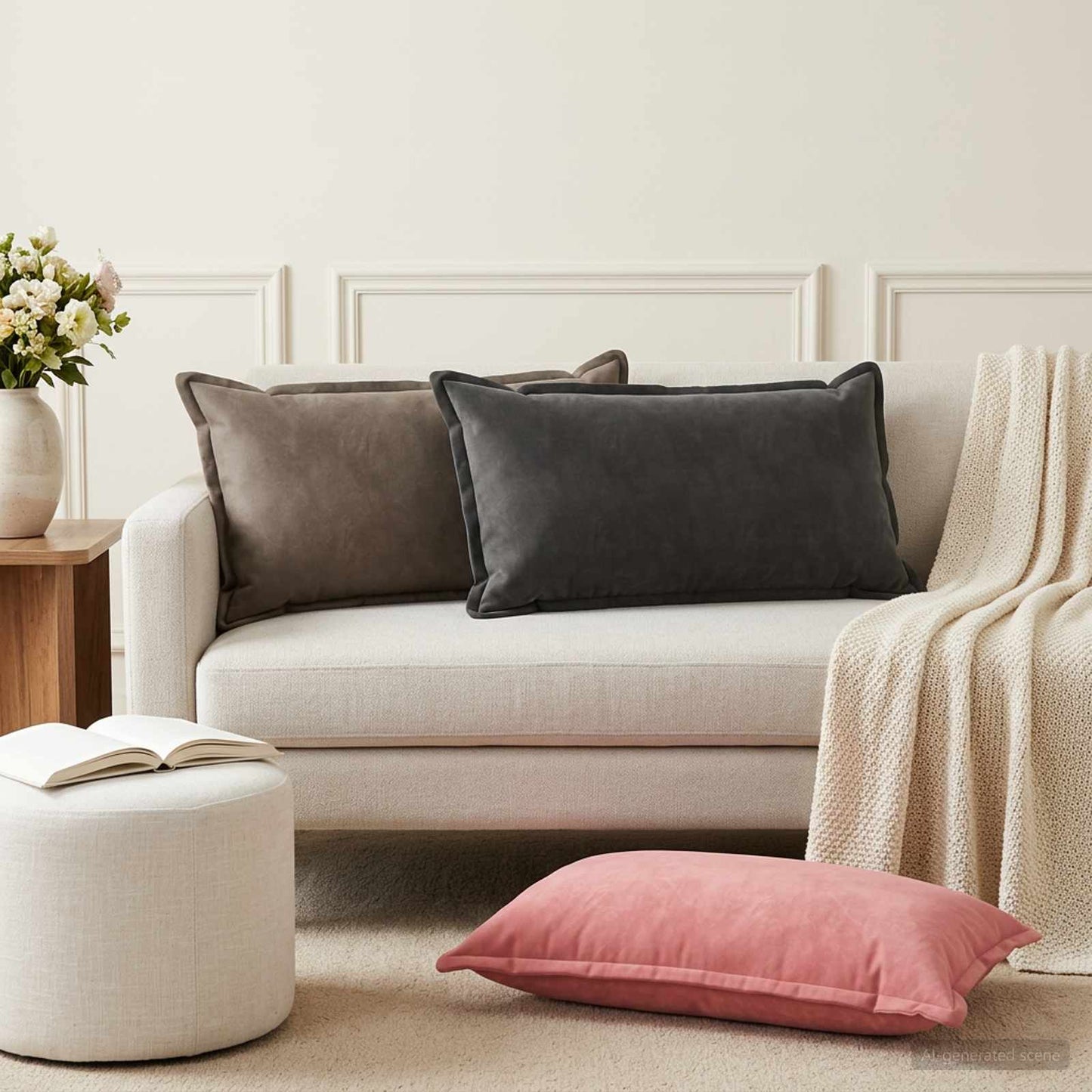 Federa 12 pcs HOUTEN Rosa 40 x 80 cm Velluto