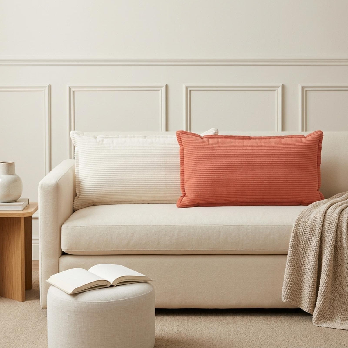 Federa 2 pz HOUTEN Crema 40 x 80 cm corduroy