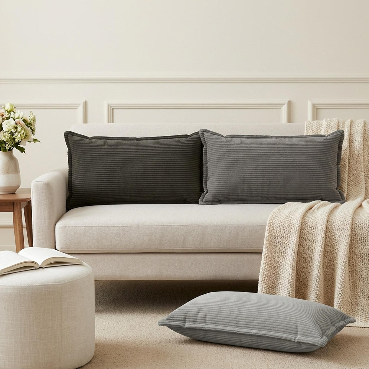 Federa 2 pz HOUTEN Antracite 40 x 80 cm corduroy