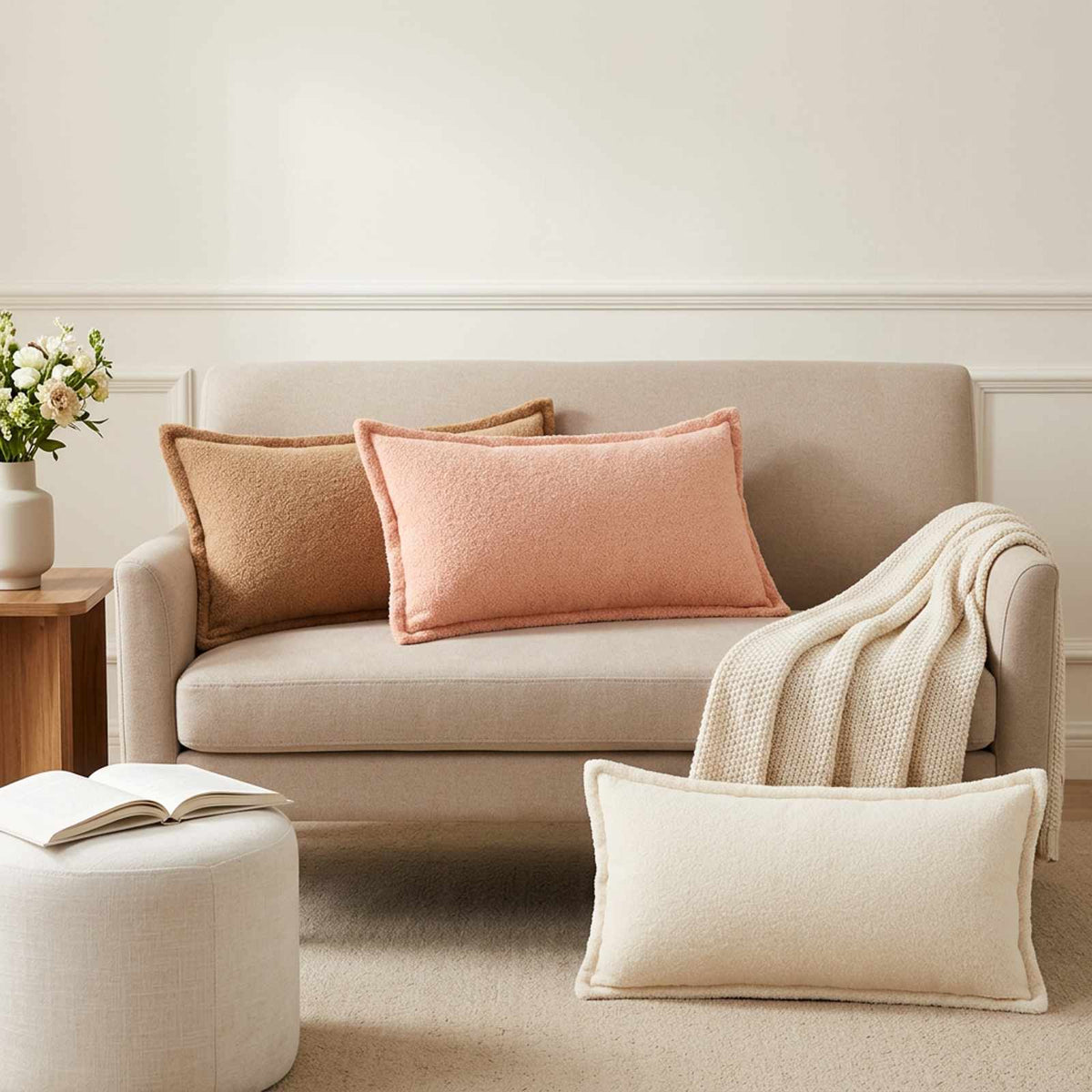 Federa 2 pz HOUTEN Beige 40 x 80 cm Bouclé
