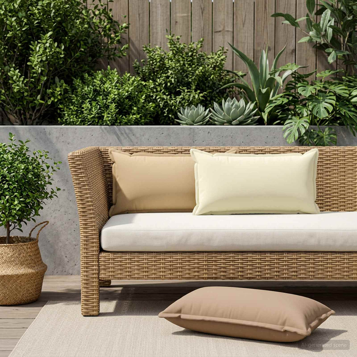 Cuscino con cuscino HOUTEN 2 pz Crema Poliestere | homemem39
