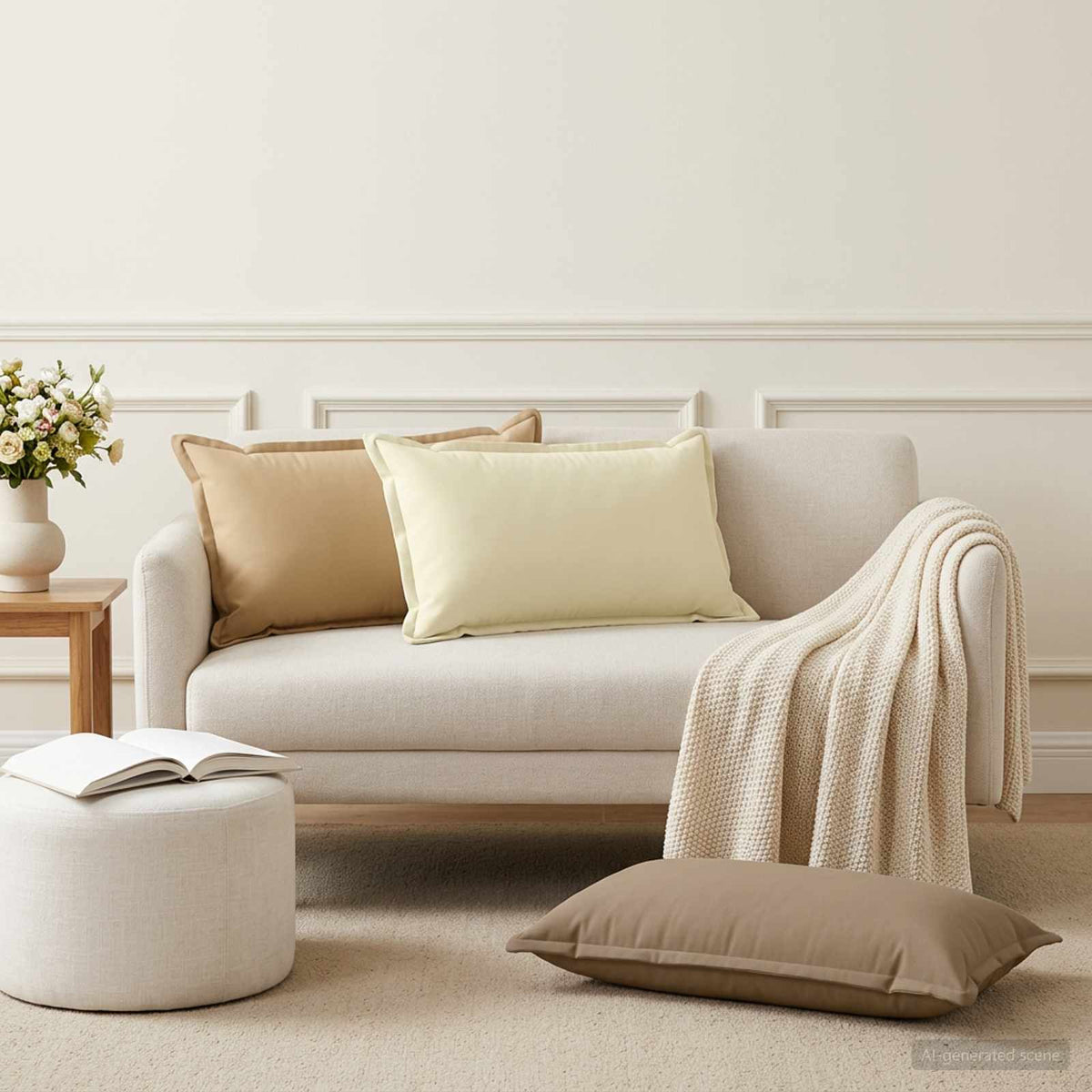 Cuscino con cuscino HOUTEN 2 pz Crema Poliestere | homemem39