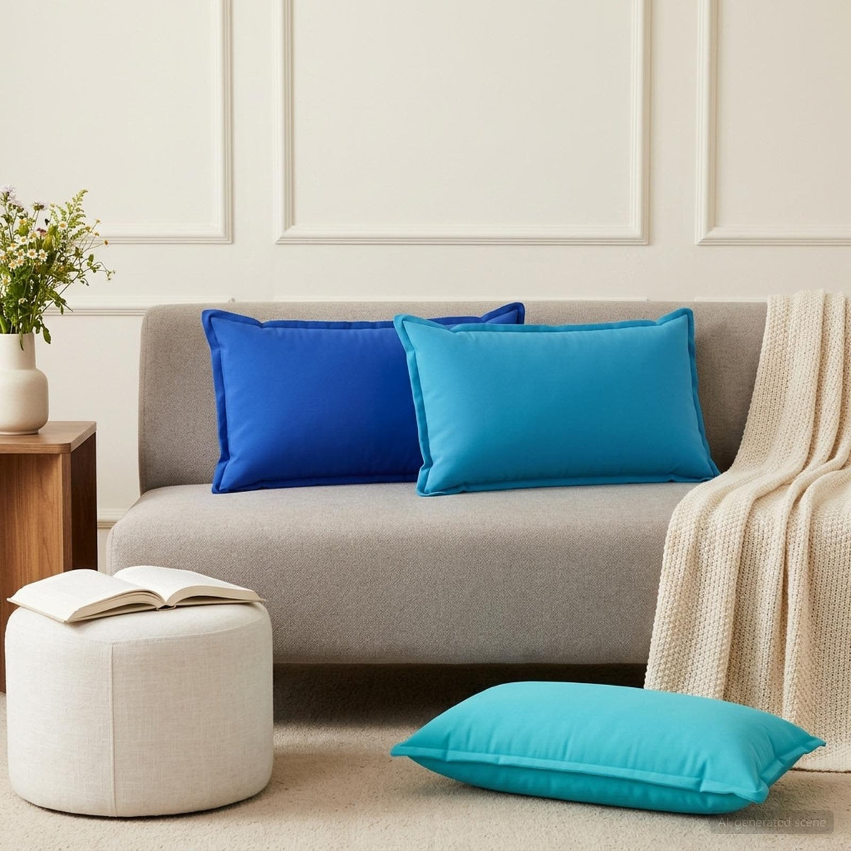Cuscino con cuscino HOUTEN 6 pz Blu Reale Poliestere