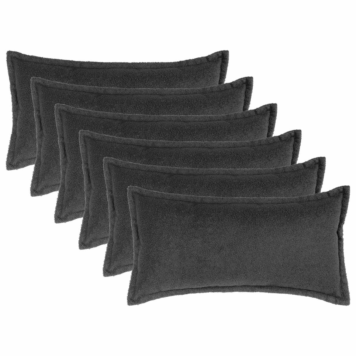 Federa 6 pcs HOUTEN Grigio Scuro 40 x 80 cm Bouclé | homemem39