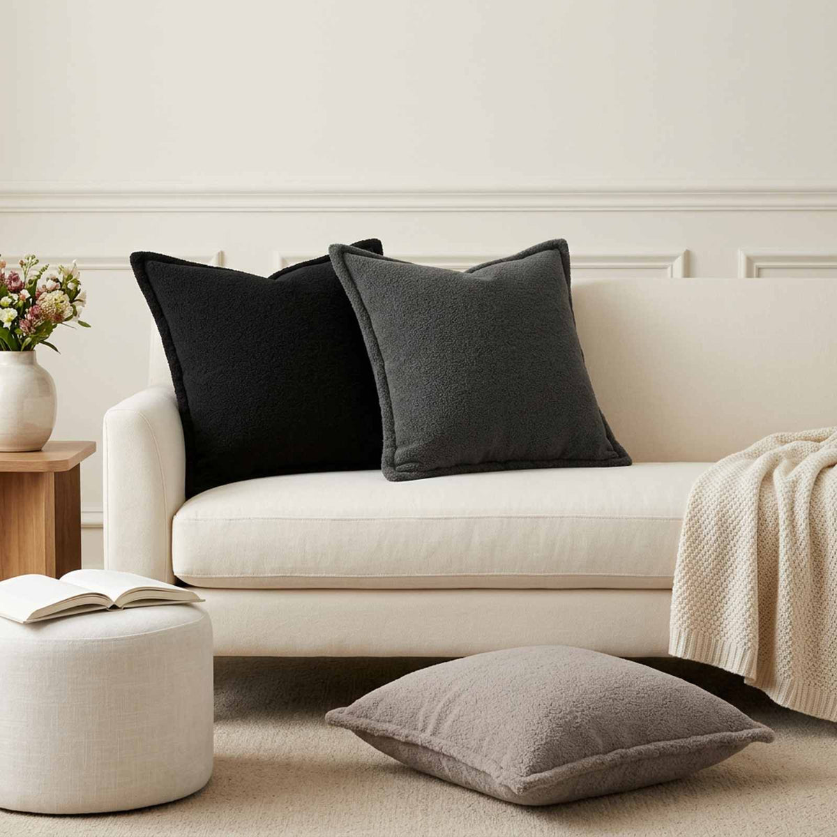 Federa 12 pz HOUTEN Grigio Chiaro 50 x 50 cm Bouclé