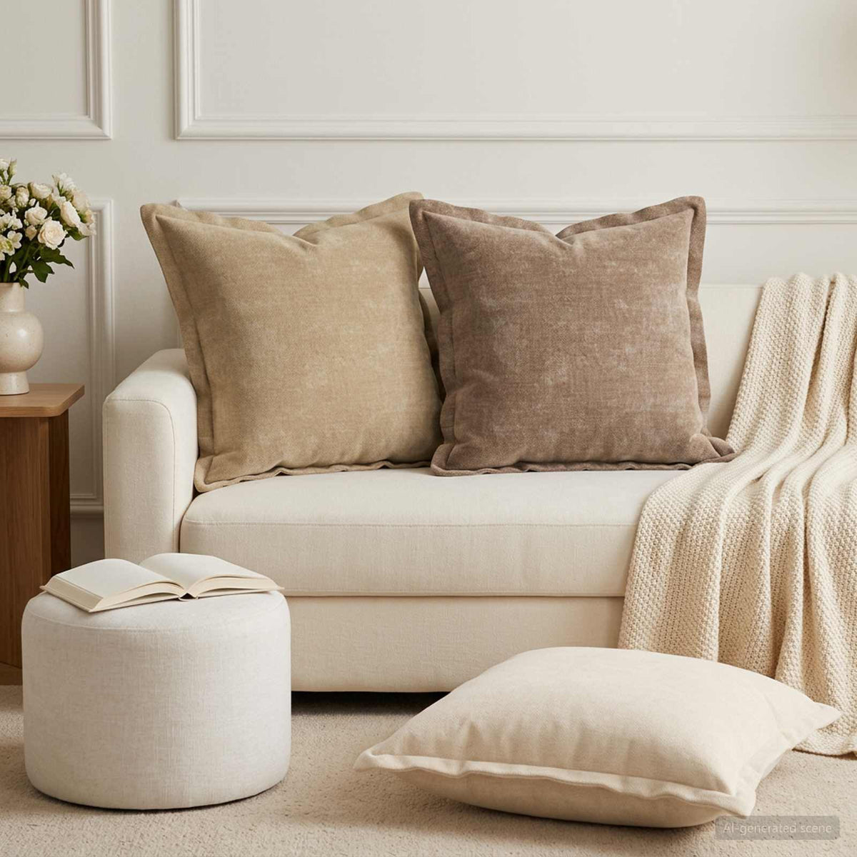 Federa 2 pz HOUTEN Crema 50 x 50 cm Tessuto Chenille | homemem39