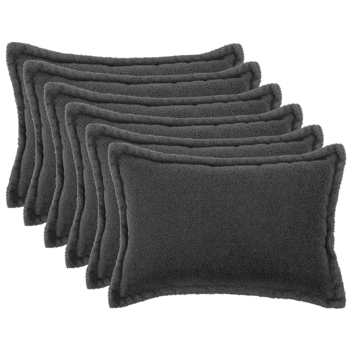 Federa 6 pcs HOUTEN Grigio Scuro 50 x 70 cm Bouclé | homemem39