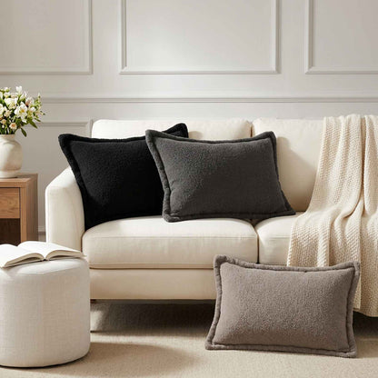 Federa 6 pz HOUTEN Grigio Scuro 50 x 70 cm Bouclé