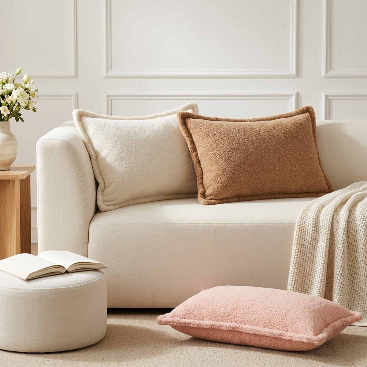 Federa 6 pz HOUTEN Crema 50 x 70 cm Bouclé