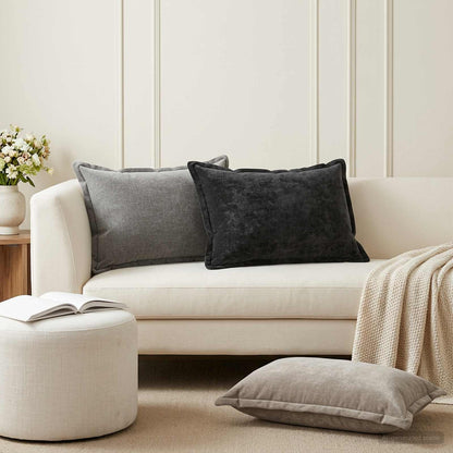 Federa 2 pz HOUTEN Antracite 50 x 75 cm Tessuto Chenille | homemem39