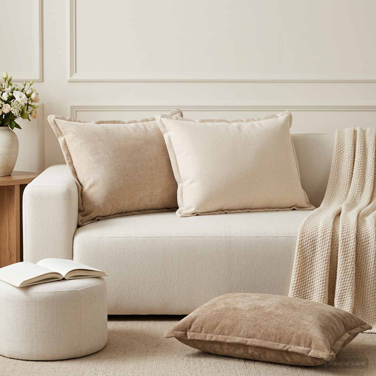 Federa 6 pz HOUTEN Tortora 50 x 80 cm Tessuto Chenille | homemem39