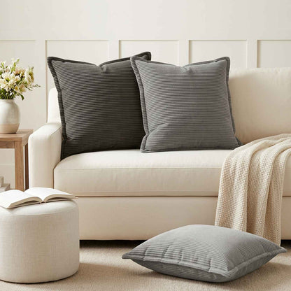 Federa 2 pz HOUTEN Grigio Scuro 60 x 60 cm corduroy
