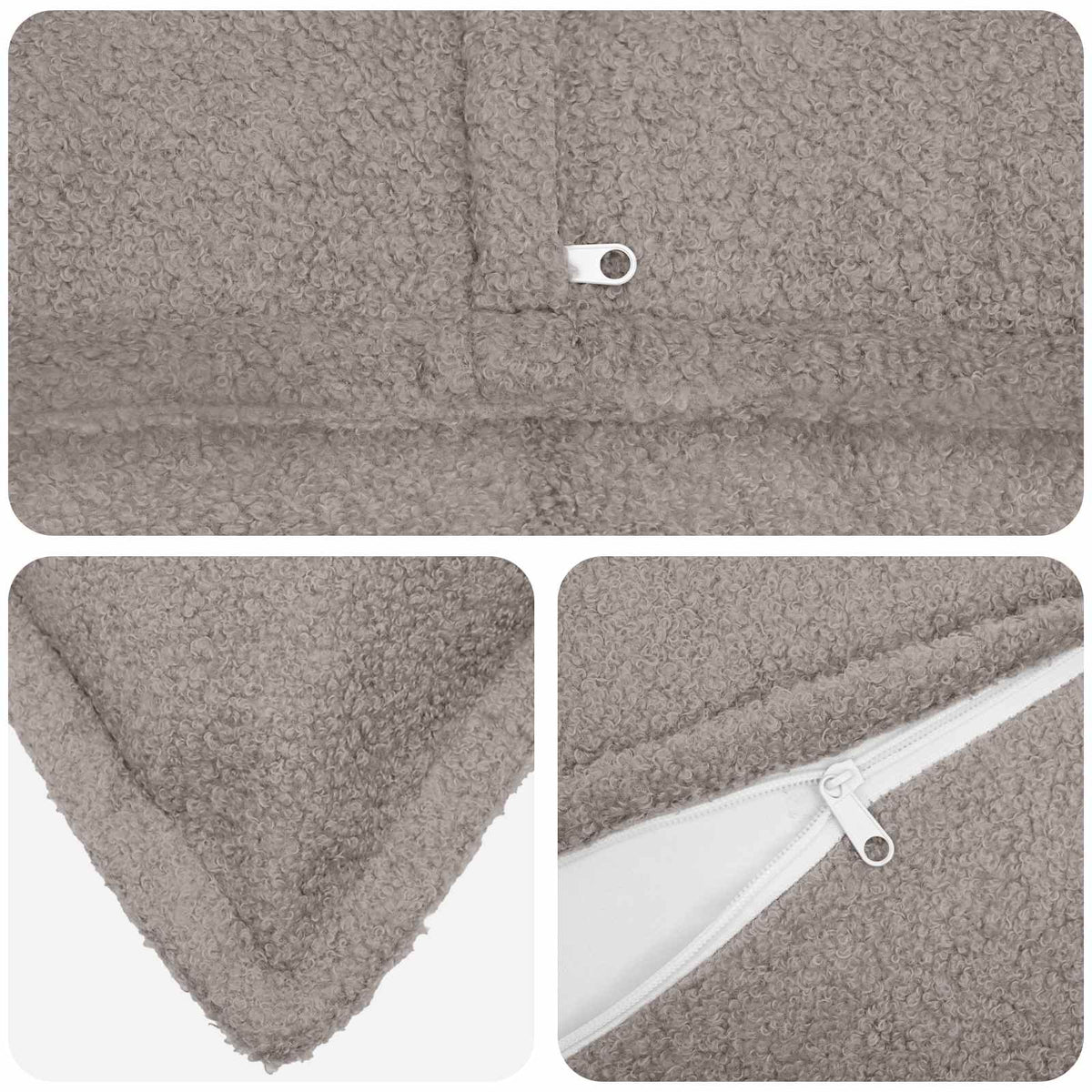 Federa 2 pcs HOUTEN Grigio Chiaro 55 x 55 cm Bouclé | homemem39