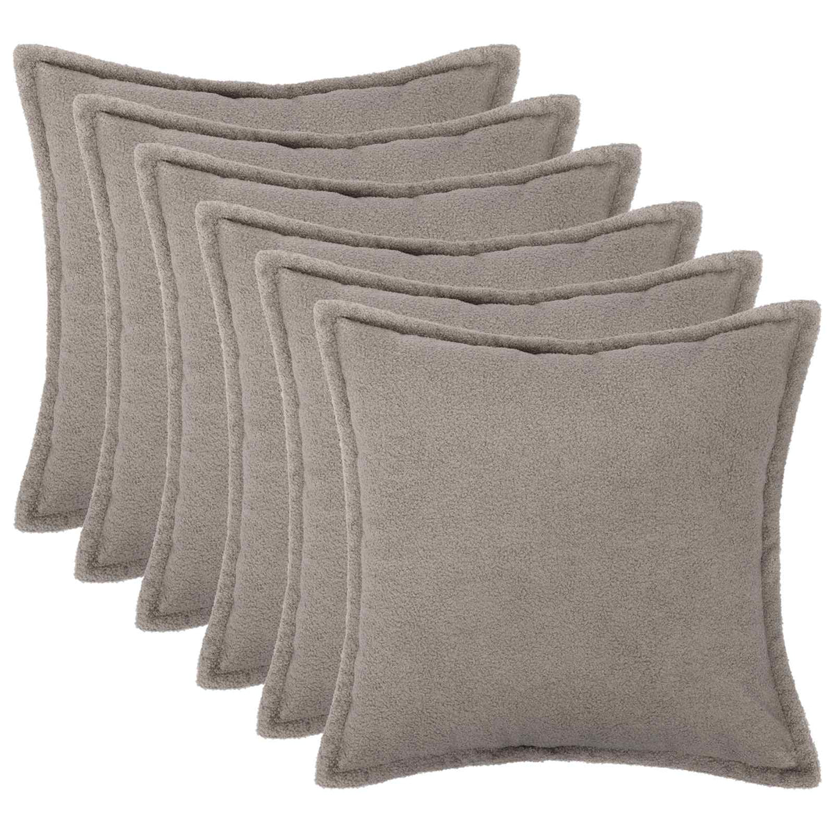Federa 6 pcs HOUTEN Grigio Chiaro 55 x 55 cm Bouclé | homemem39