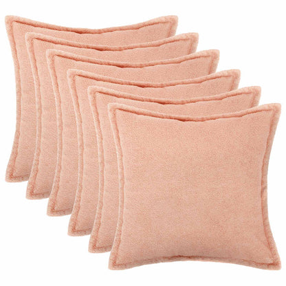 Federa 6 pcs HOUTEN Rosa 55 x 55 cm Bouclé | homemem39