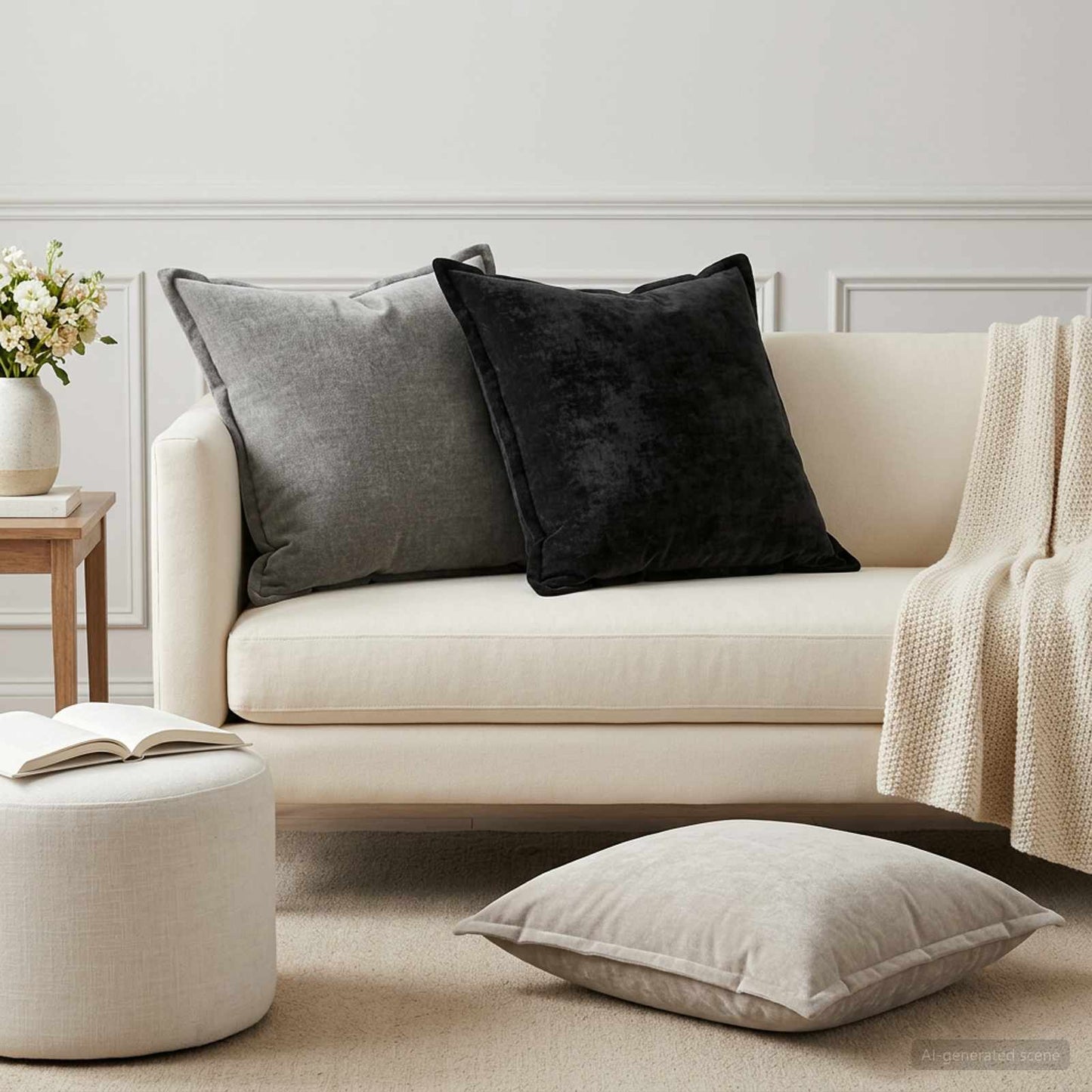 Federa 2 pz HOUTEN Grigio Scuro 55 x 55 cm Tessuto Chenille