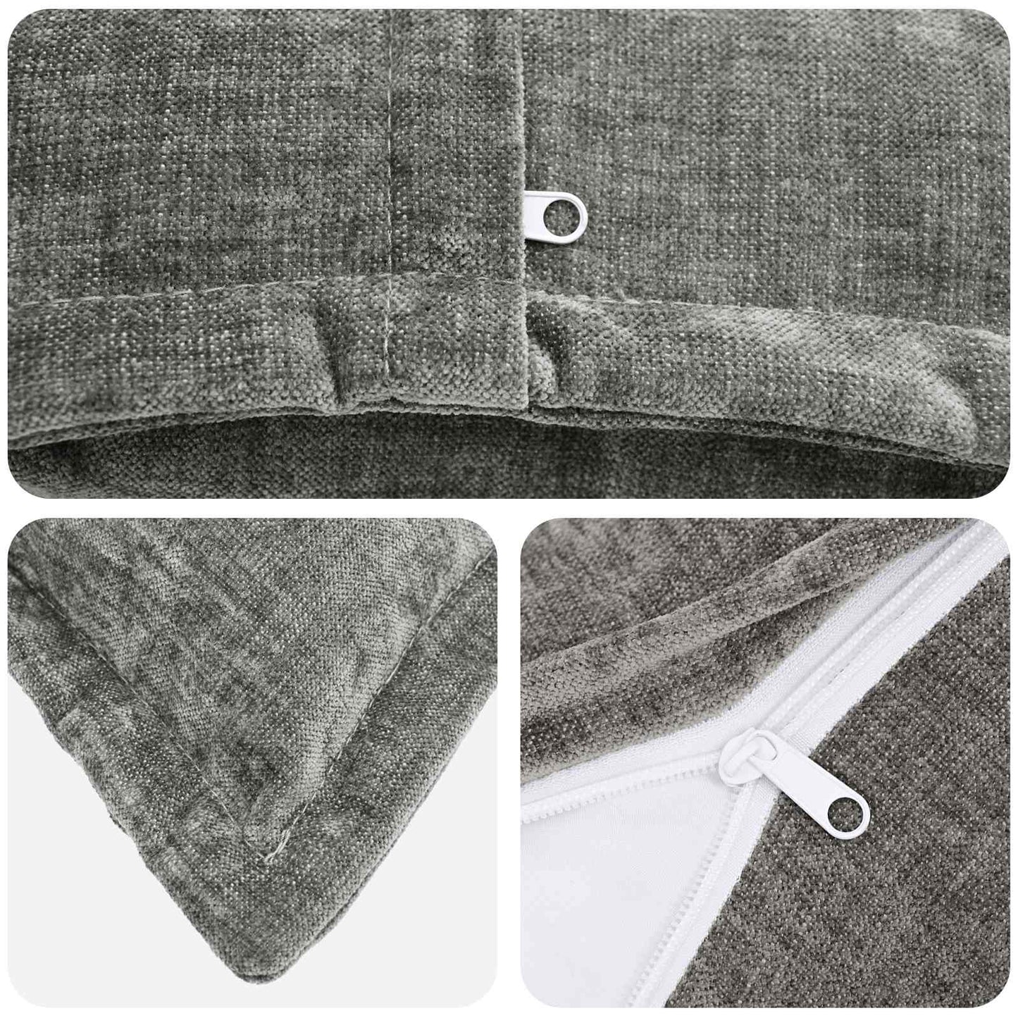 Federa 2 pz HOUTEN Grigio Scuro 55 x 55 cm Tessuto Chenille