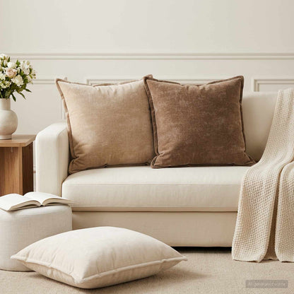 Federa 2 pz HOUTEN Marrone 55 x 55 cm Tessuto Chenille