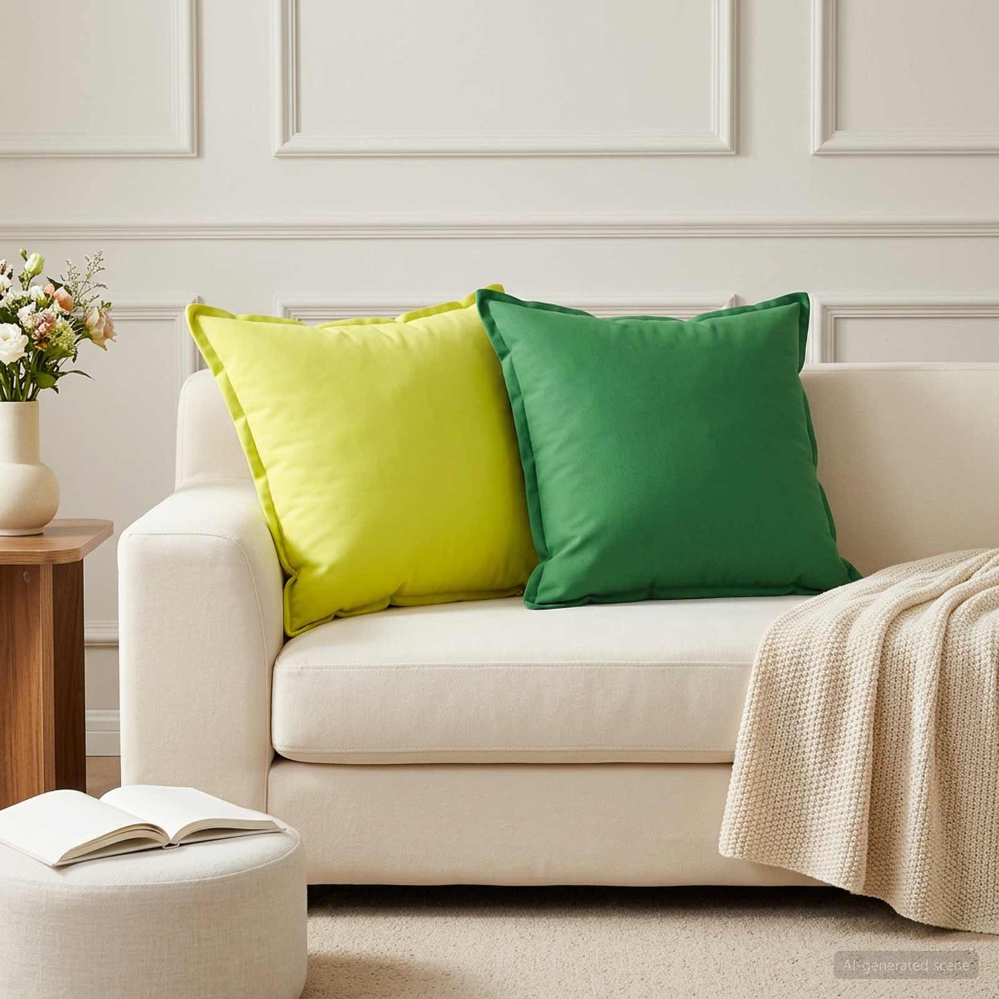 Federa 2 pz HOUTEN Verde brillante. 55 x 55 cm Poliestere